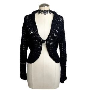 Heavyweight Crochet Open Knit Whimsigoth Gothic Grunge Witchy Boho Cardigan